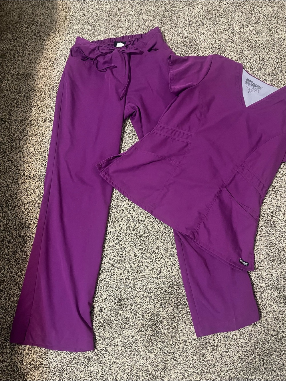 Grey's Anatomy Women's Purple Scrub Pants & Top Set